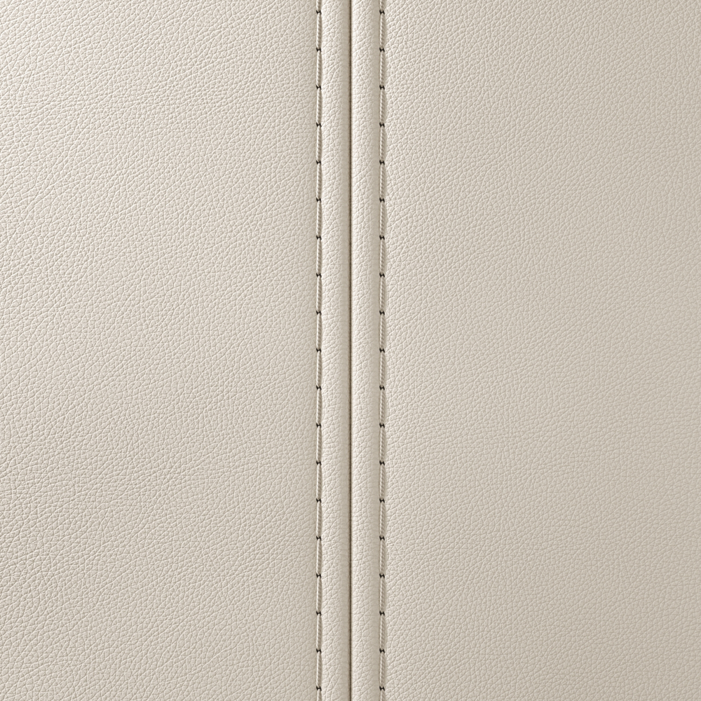 double top stitching in a white leather fabric