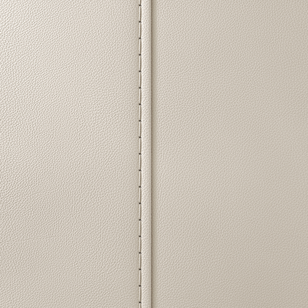 Top stitching in white leather fabric.