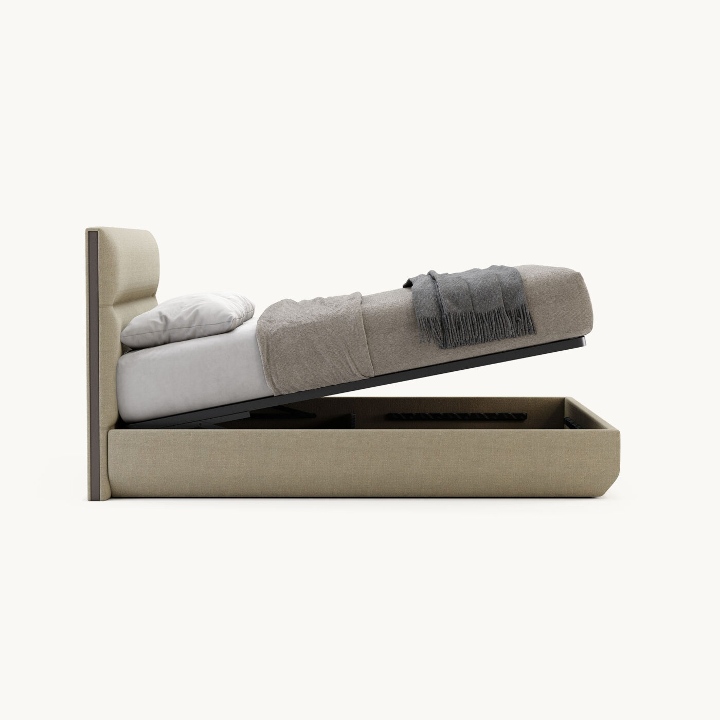 Francis modular bed with a base that comes with a lift-up storage option.