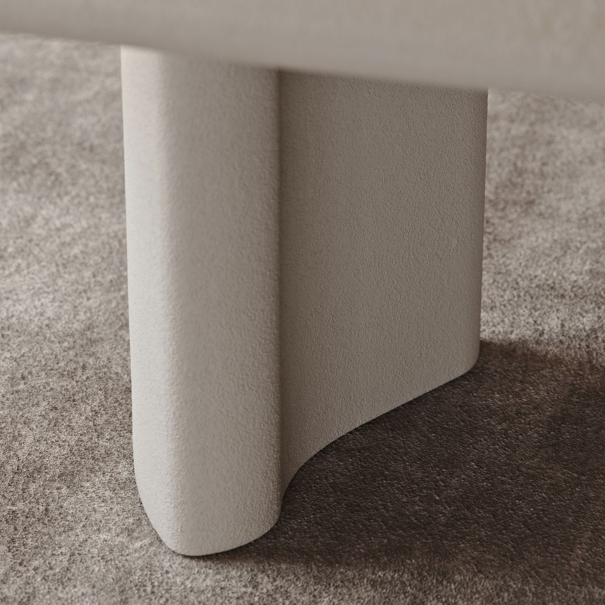 Elodie Dining Table by Domkapa (2) A dining table by Domkapa featuring a white top supported by a sturdy wooden base.