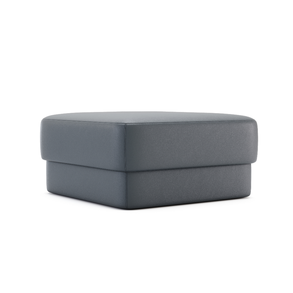 Kate pouf by Domkapa in classic blue leather.