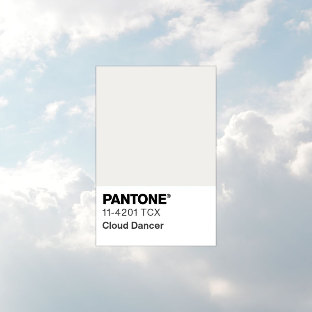 Post Instagram (57) Introducing Pantone Color of the Year 2026, PANTONE 11-4201 Cloud Dancer, a lofty white that serves as a symbol of calming influence in a society rediscovering the value of quiet reflection.