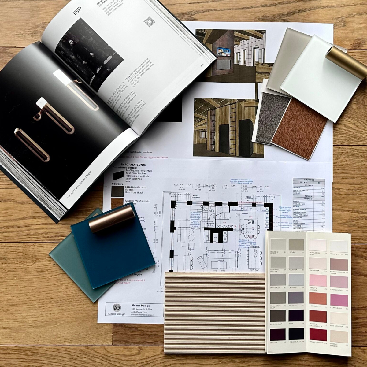 Moodboard project by Aloona Design for the Villa "Du Lac" project.