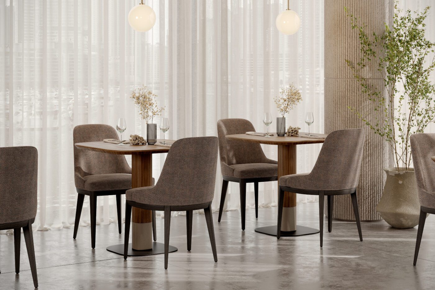 anna dining chair and adam dining commercial interior design
