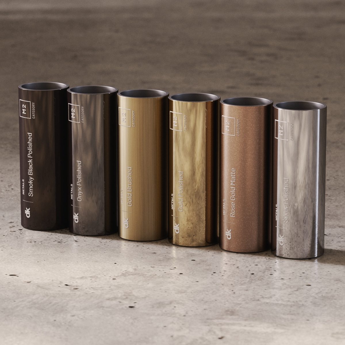 blog1_metal Metal samples displayed in tubes.