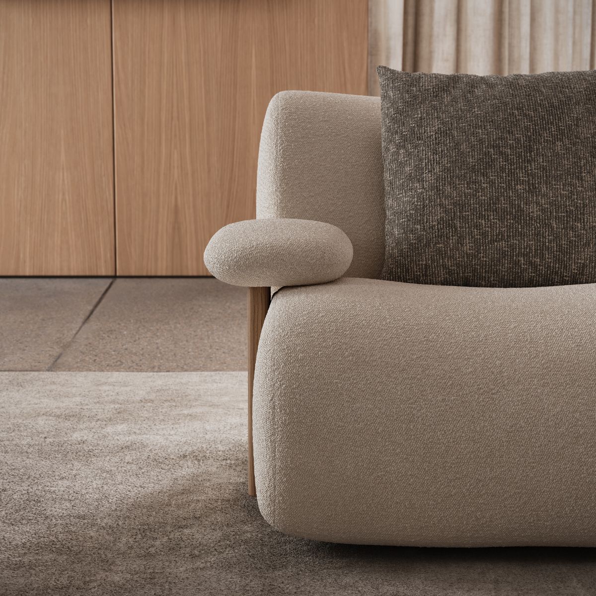 blog article about the best interior designers in Australia (2) A contemporary sofa adorned with a soft pillow placed on it.