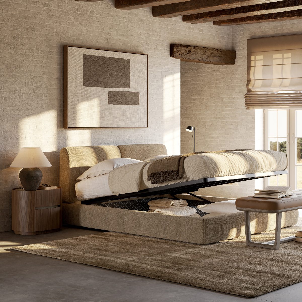 camablog (1) bed with storage underneath in a small living room