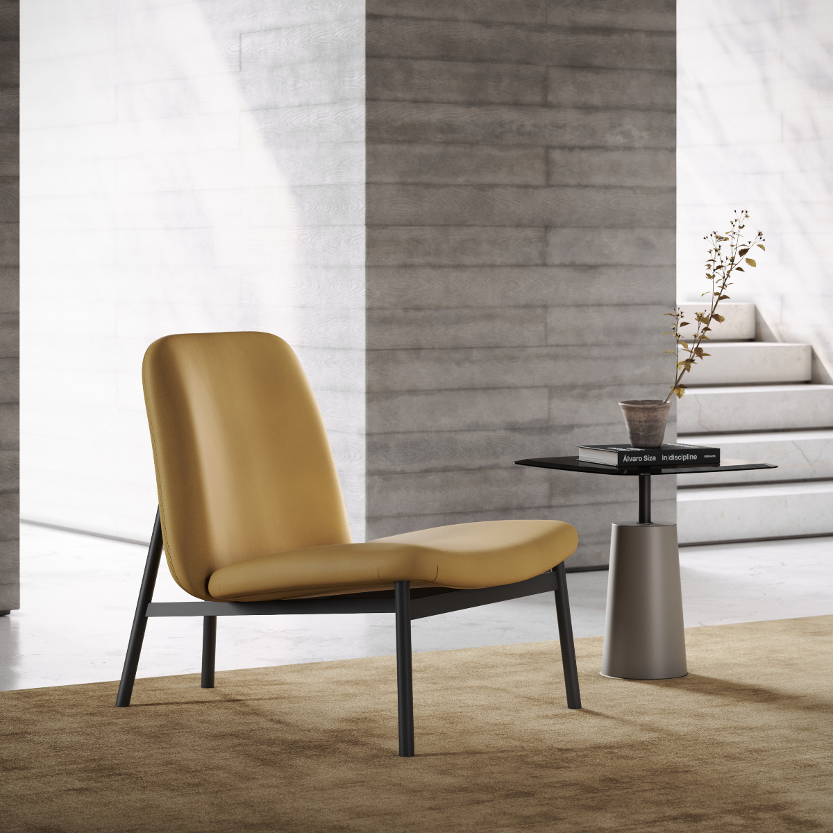 A yellow armchair and matching table set in a bright room, creating a cheerful and inviting atmosphere.