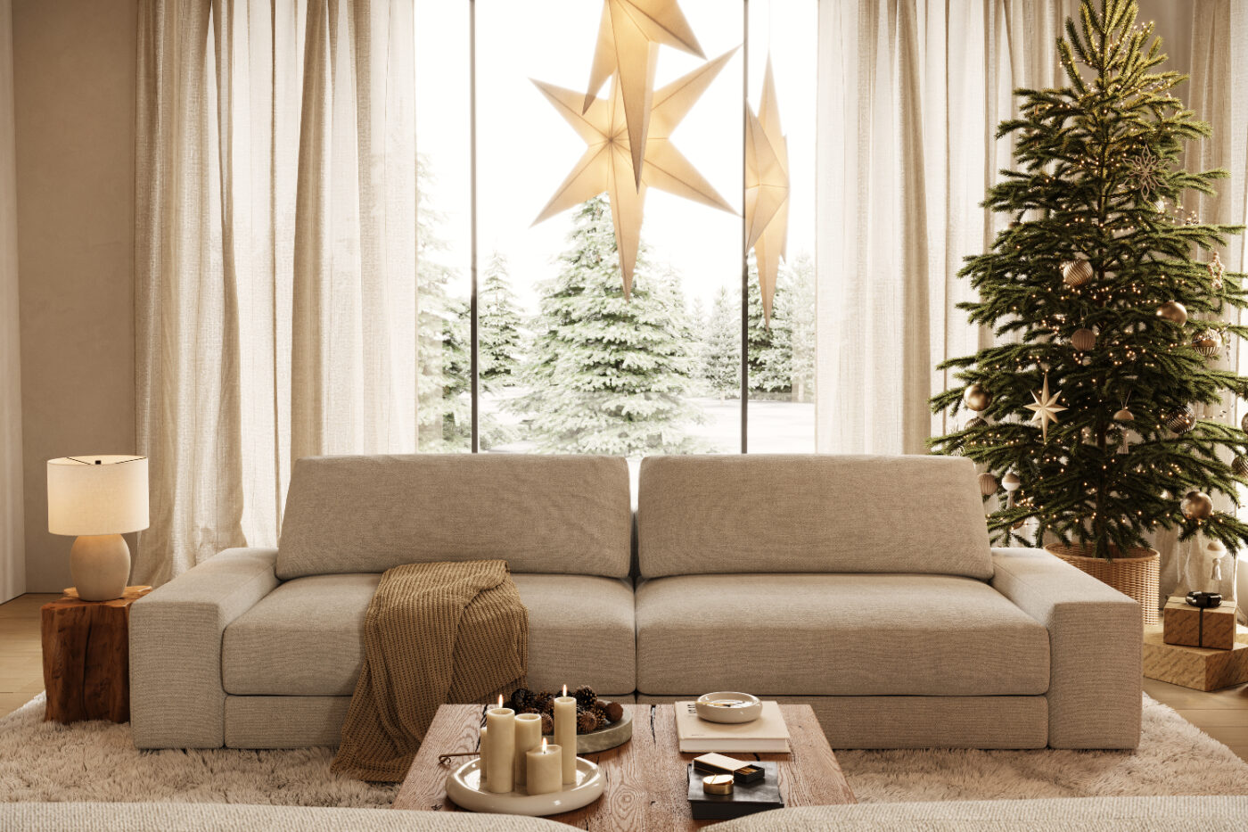 edward modular sofa in a christmas living room