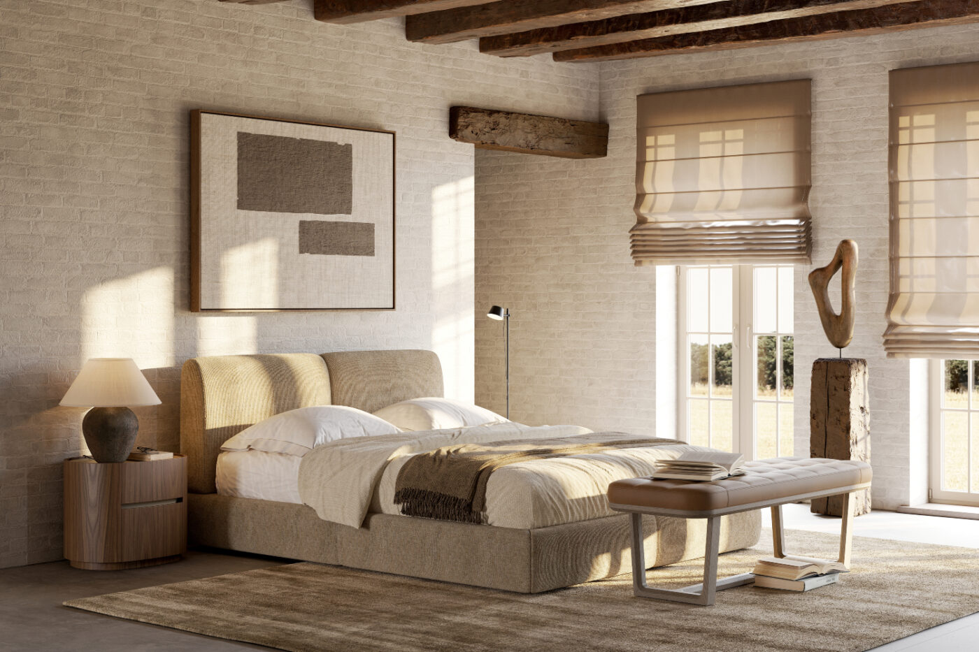 margot plus bed and vincent bench in a bedroom set domkapa