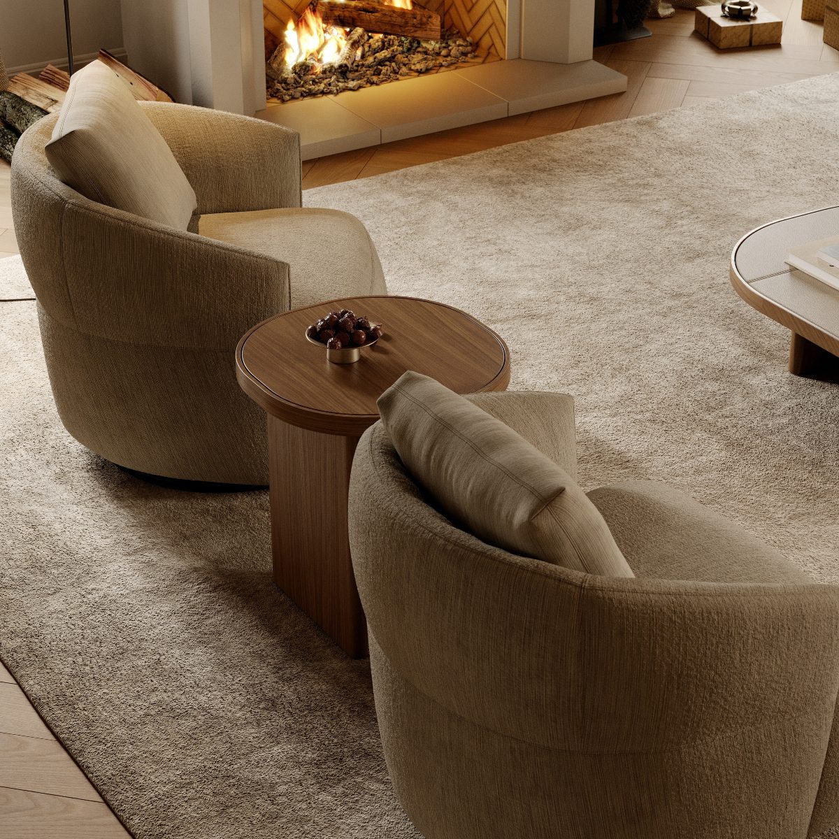 texturablog two comfortable beige armchairs in a small living room